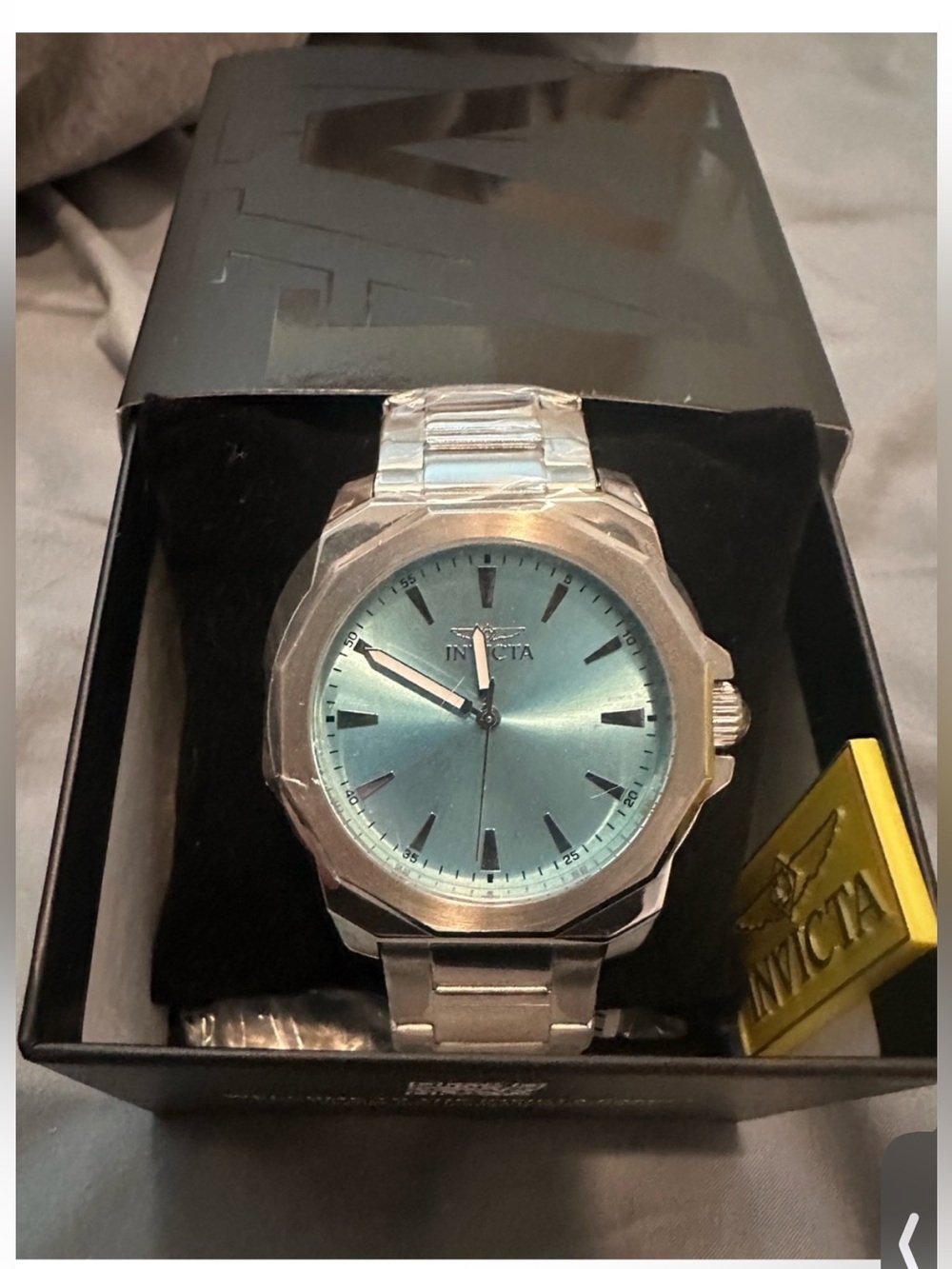 Invicta Speedway NWT Men's 48912 Light Turquoise Blue Stainless Steel Watch Box - Picture 10 of 13